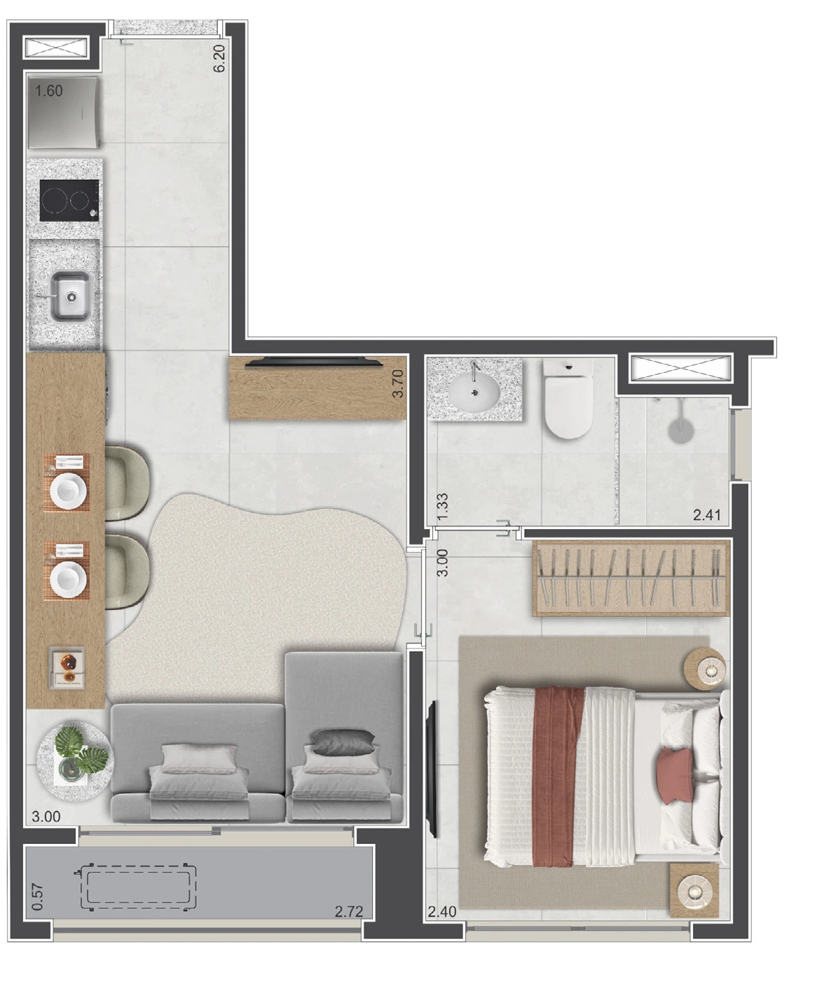 Sarutaiá 45 Jardins · Studio de 19m²